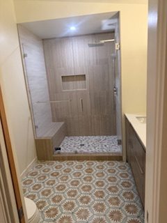 Finished bathroom remodel by Moore Quality Builders (project 19)